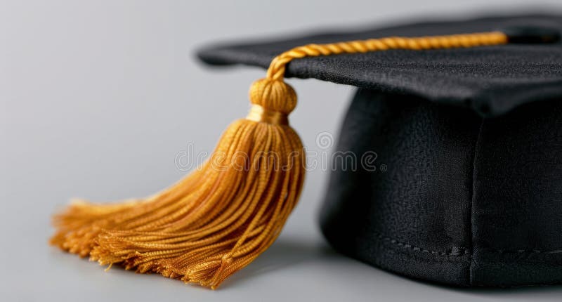 Close up of graduation cap with golden tassel royalty free illustration