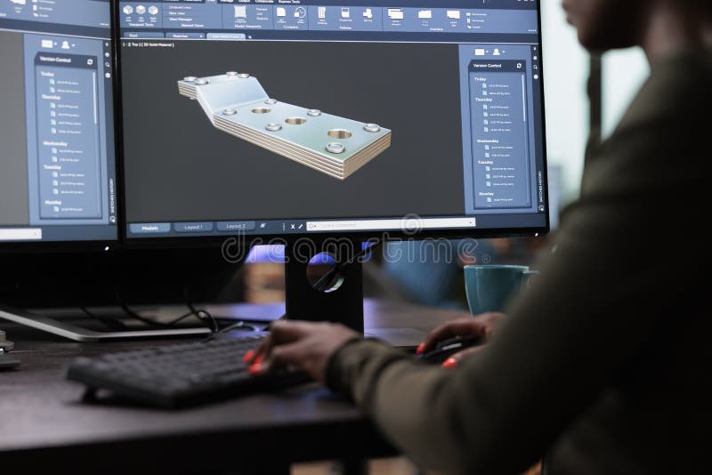 Close up of graphics industry person with high modelling skills working with advanced software technology. royalty free stock photos