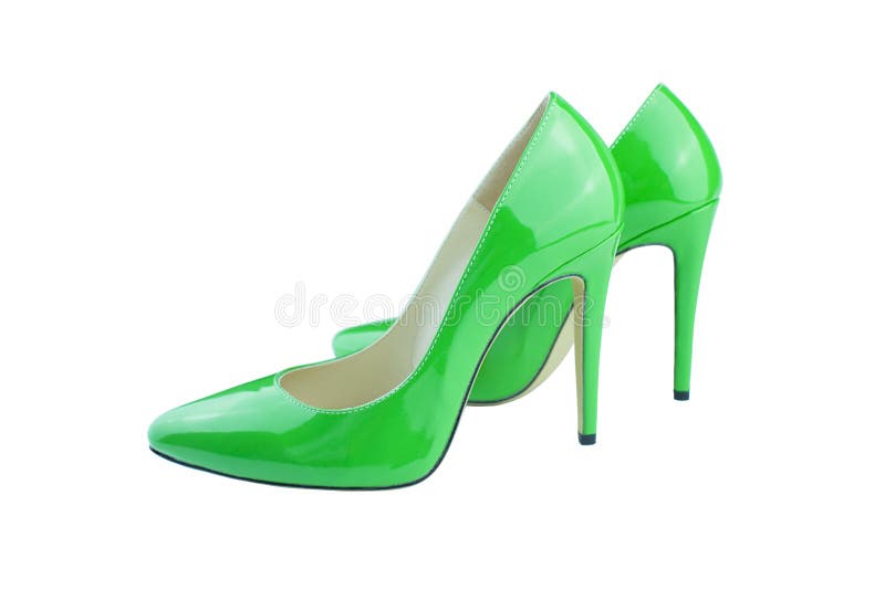 Close Up of Green High Heels on White Background. Stock Image - Image ...