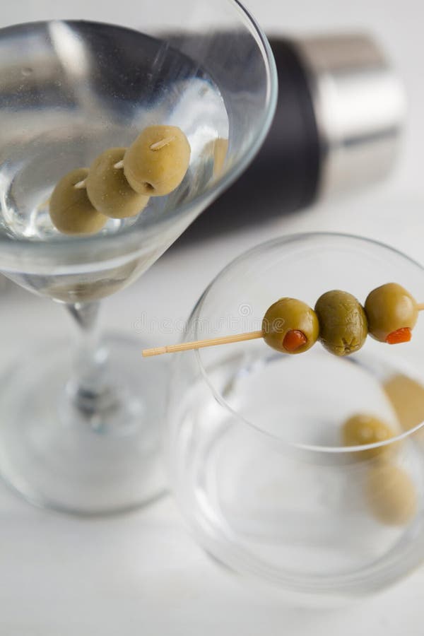 Close Up of Green Olives in Vodka Martini Stock Image Image of beverage, shape 95687429