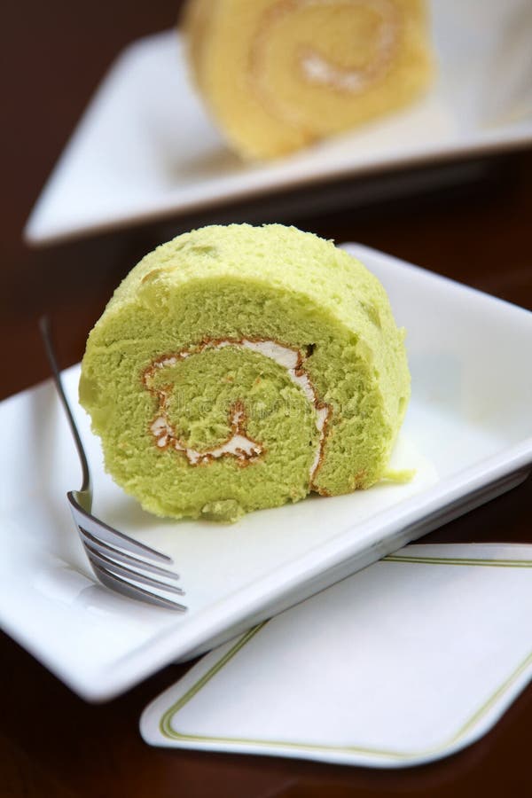 Close Up Green Tea Roll Cake Stock Image Image of roll, food 41958811