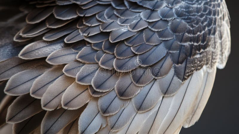 Close-Up of Grey and White Bird Feathers Overlapping in Rows vector illustration