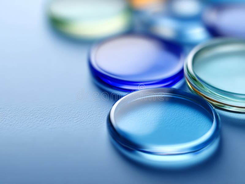 A close up of a group of glass discs on a table royalty free stock images