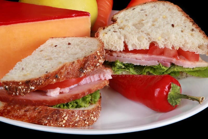 Close Up of a Sliced Ham on a Black Background Stock Image - Image of ...