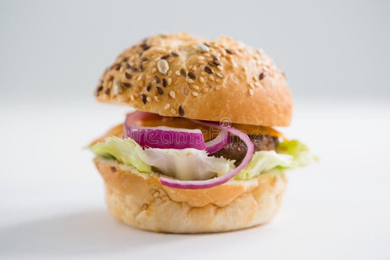 Close Up of Hamburger with Black Sesame Seed Stock Photo Image of