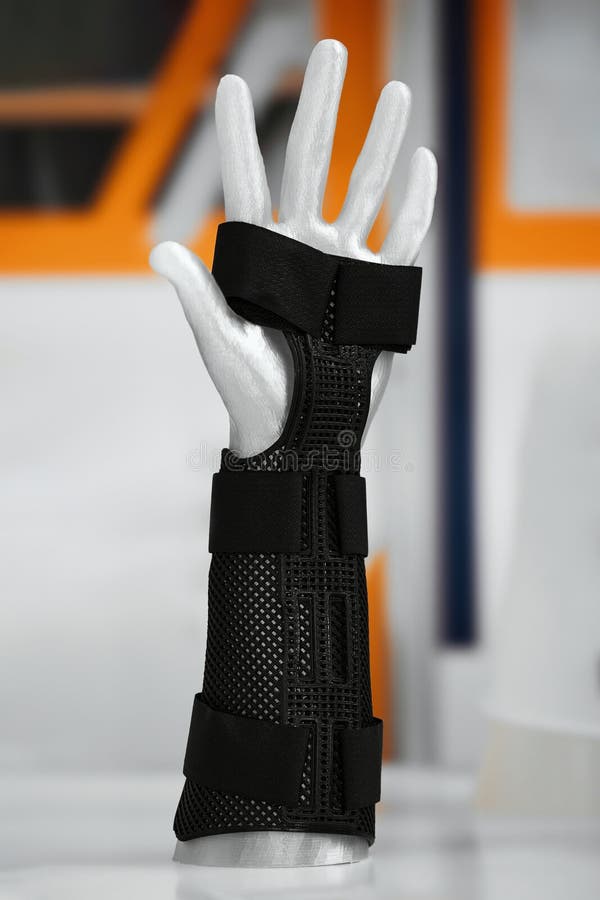 Close Up of Hand in Comfortable Adjustable Black Immobilizer