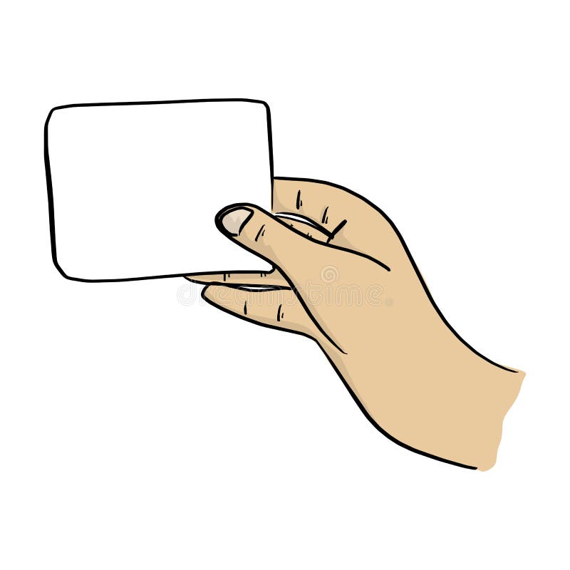 Close-up hand holding blank card vector illustration sketch doodle hand drawn with black lines isolated on white background stock illustration Close-up hand holding blank card vector illustration sketch doodle hand drawn with black lines isolated on white background stock illustration