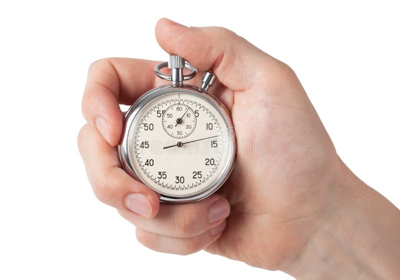 Close Up of Hand Holding Stopwatch, Isolated on White Background Stock  Image - Image of instrument, button: 40473595