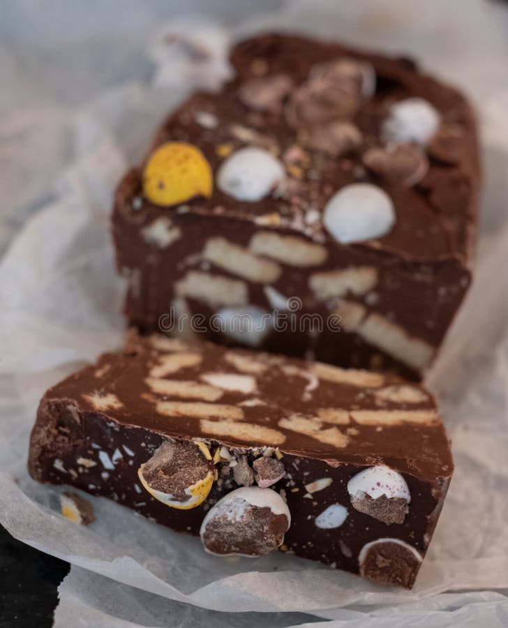 Rocky Road Chocolate Dessert, with Crushed Mini Easter Eggs Digestive