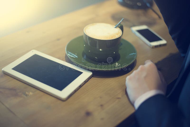 Close up of hand using tablet stock images