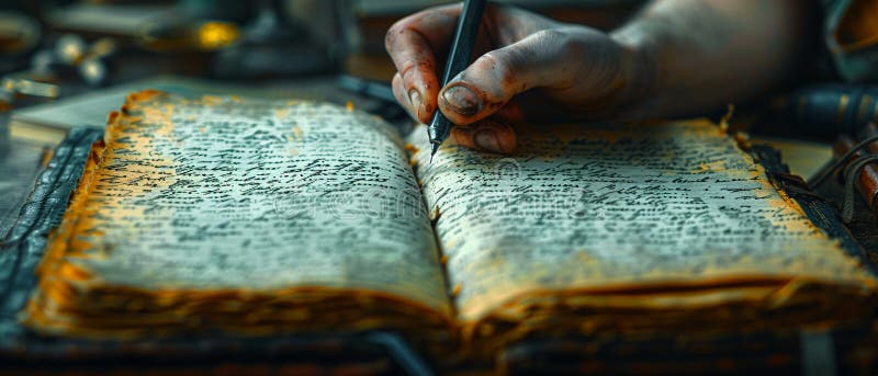 Close-up of a hand writing in a journal royalty free stock photos