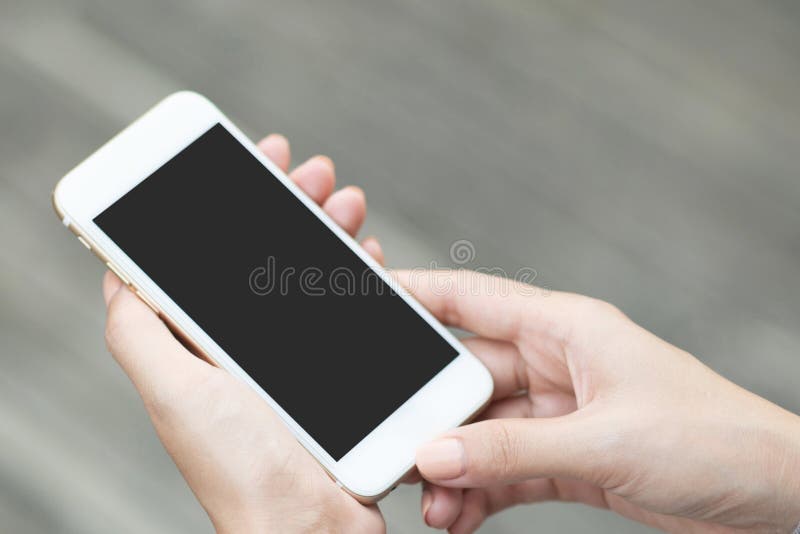 Close up hand young woman in watching message on mobile smart phone during break. using cell phones to communicate in the online w stock image Close up hand young woman in watching message on mobile smart phone during break. using cell phones to communicate in the online w stock image
