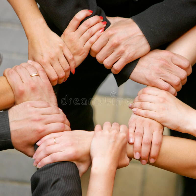 Close up of hands hold together