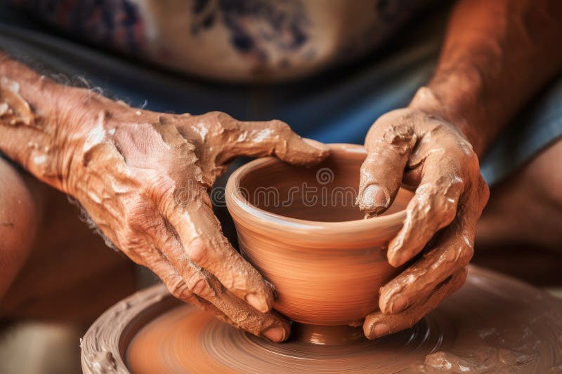 Potter Hands Making In Clay On Pottery Wheel. Potter Makes A Pottery On The Pottery  Wheel Clay Pot. Stock Photo, Picture and Royalty Free Image. Image 43434768.