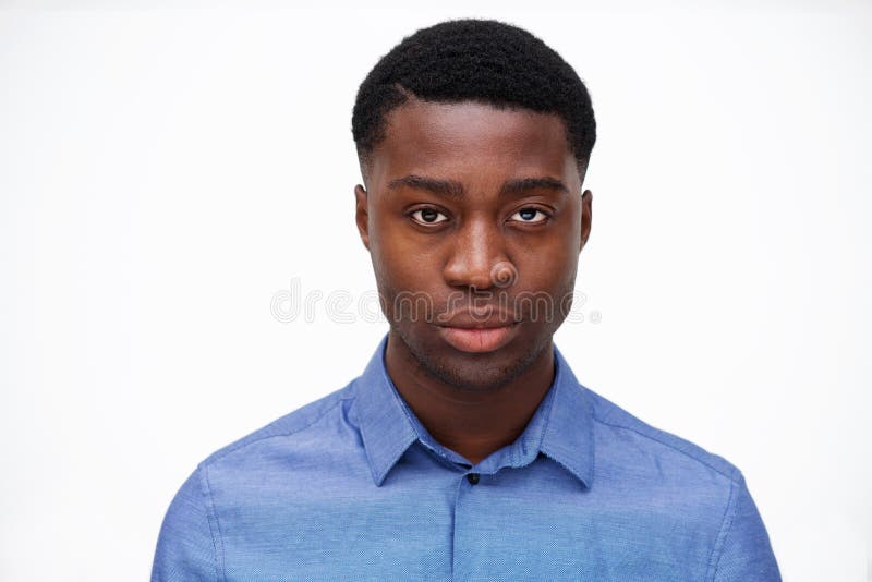 Close Up Handsome Young Black Man Against Isolated White Background ...