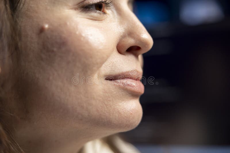 Close up of happy woman doing software quality assurance stock images