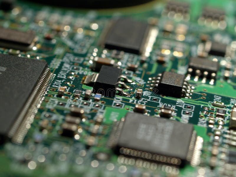 Close-up of hard disk circuits royalty free stock image