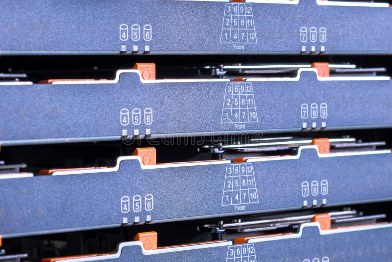 Close-up of hard disk clusters used for large database royalty free stock photography