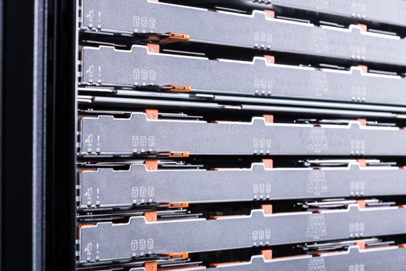 Close-up of hard disk clusters used for large database royalty free stock photography
