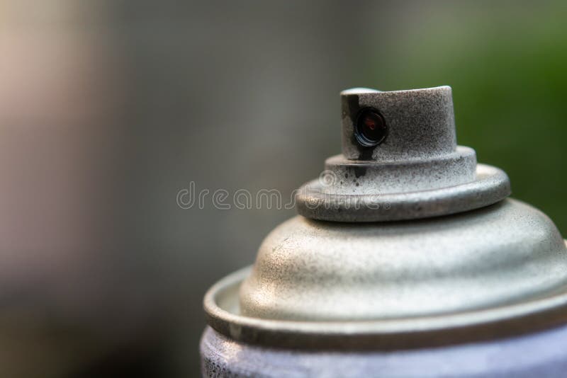 Close Up Head Aluminum Spray Paint Can. with Copy Space Stock Photo