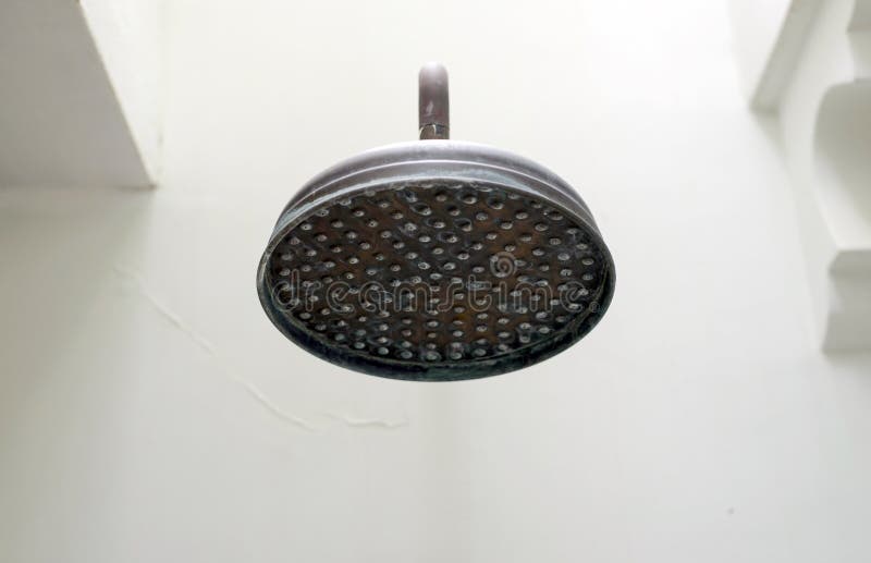 Close Up on Head of Antique Rain Shower Outdoor Stock Image Image of