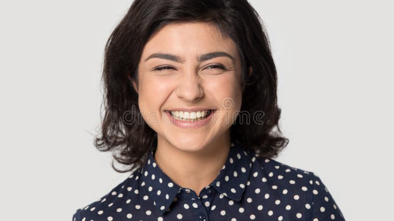 Close Up Head Shot Young Attractive Indian Girl Having Fun. Stock Image -  Image of advertisement, lady: 169056123