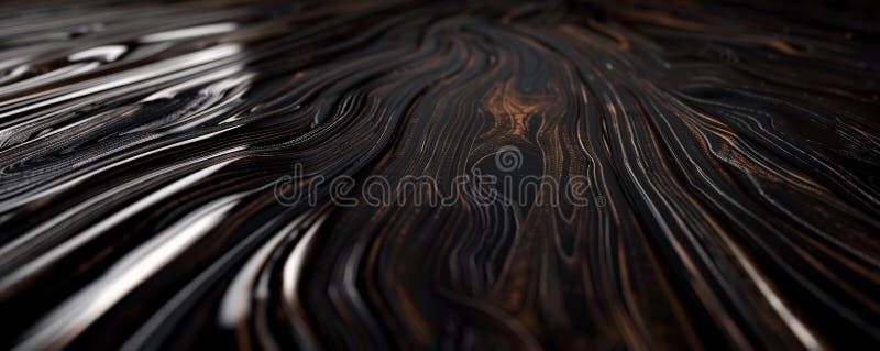 A close-up of high-quality ebony wood paneling with a dark, almost black finish and subtle grain stock images