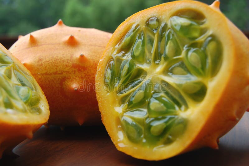 Close up of horned melons