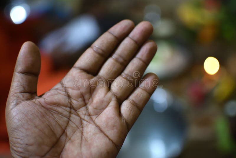 Close - up of human hand, the value of lines on the palm of texture, male hand. selective focus