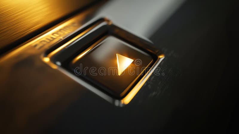 Close up of an illuminated up arrow button in an elevator royalty free illustration