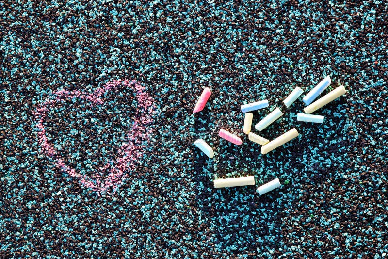 Close up image colorful chalks at the playground. abstract image, dreamy and nostalgic concept. vintage style image