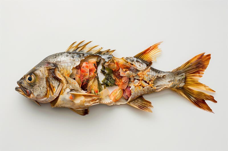 Plastic Pollution Impacts Sea Life a Fish with Plastic in Its Stomach