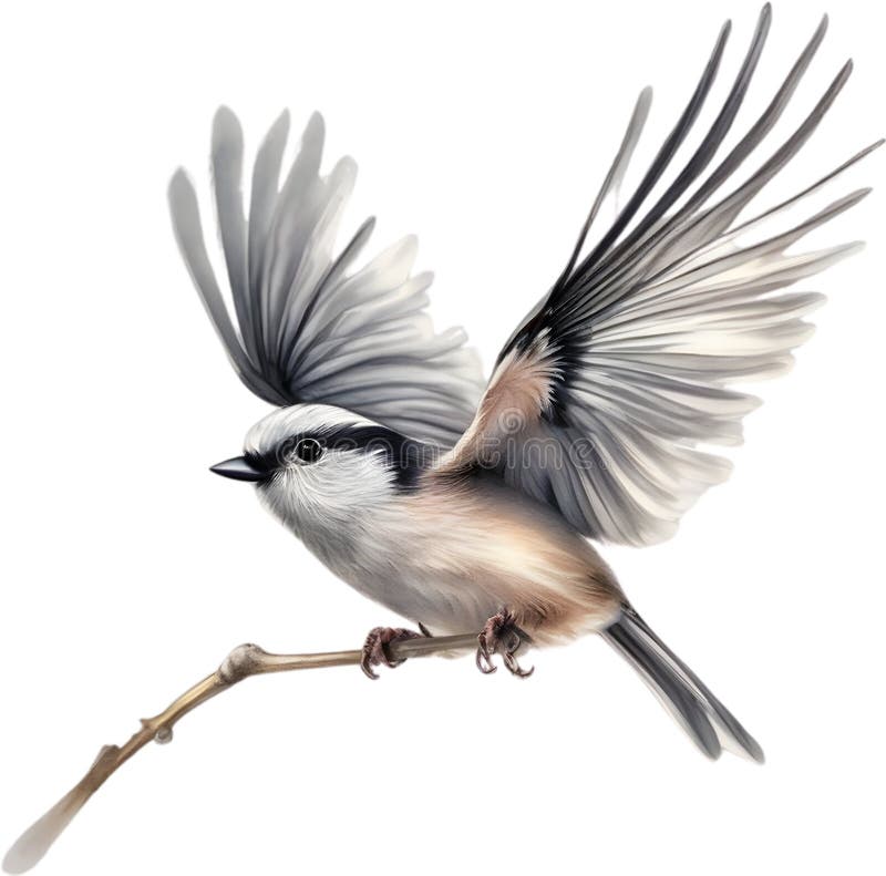 A close-up image of a Long-Tailed Tit bird. Ai-Generated. royalty free illustration