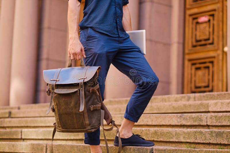 leather backpack male