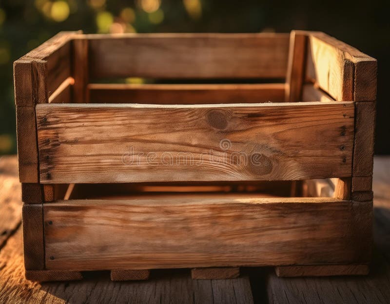 Close-Up of a Rustic Wooden Crate with Visible Grain and Texture stock illustration