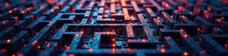 Close up intricate maze, highlighting complexity, navigation, pattern royalty free illustration