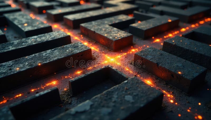 Close up intricate maze, highlighting crossroads , abstract, path, problem royalty free illustration