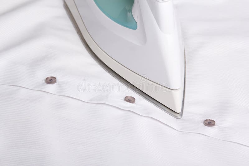 Close Up of Iron Ironing Cotton Shirt Stock Image Image of clothing