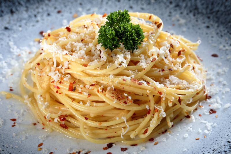 Close up Italian pasta with cheese and black pepper royalty free stock photography