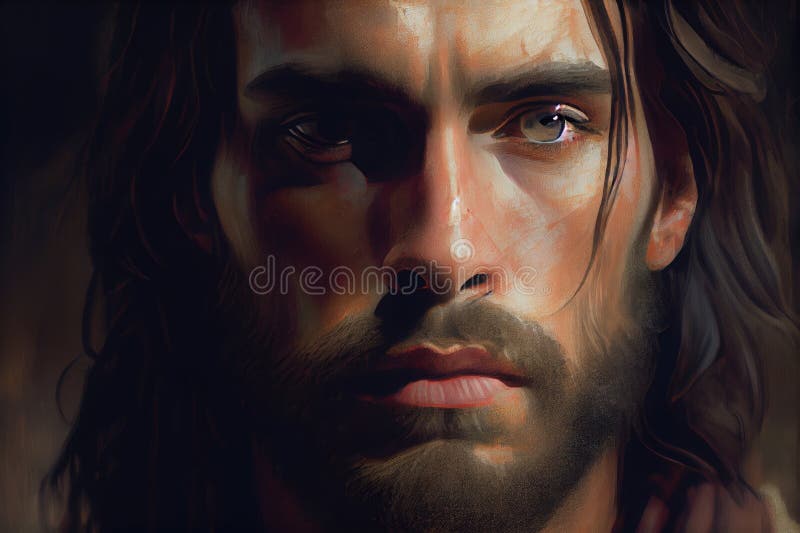 Close-up of Jesus& X27; Face, with Peaceful and Serene Expression Stock ...