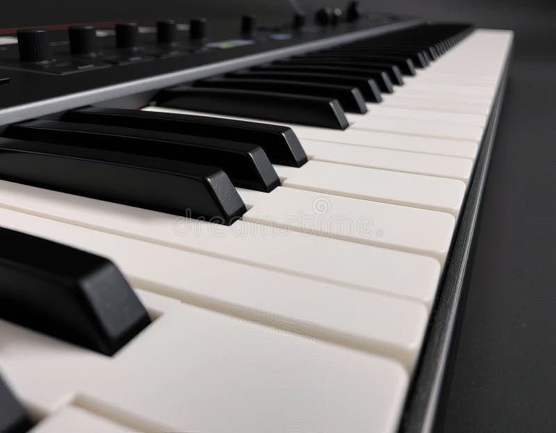 A close up of a keyboard with black keys and white keys royalty free illustration.