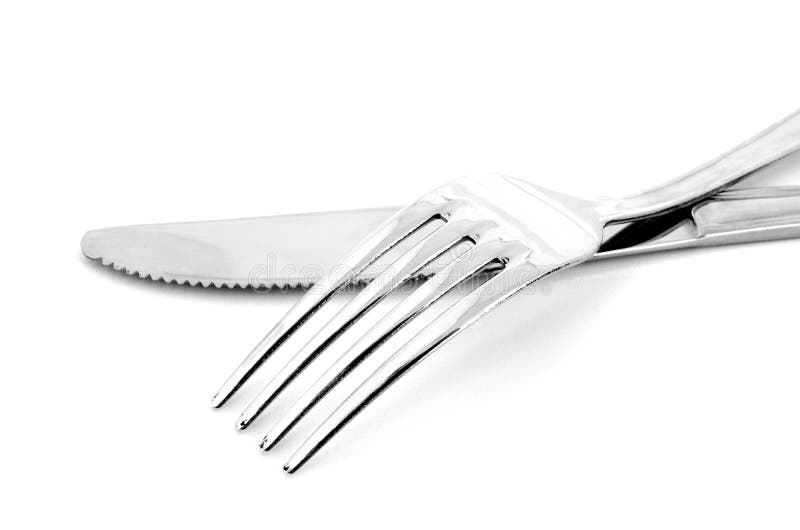 Close up of knife and fork isolated