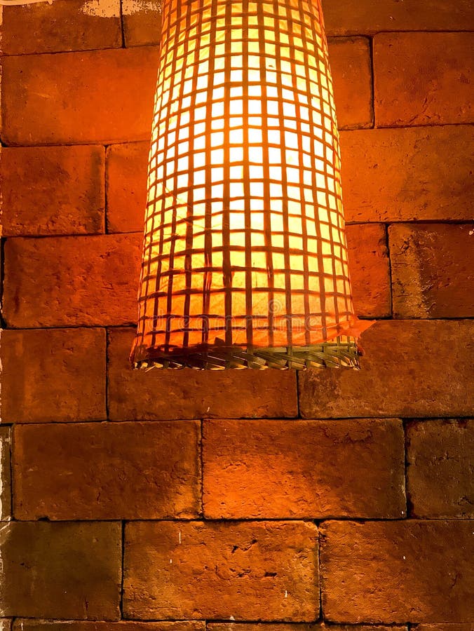 Wall Lamp Wood Wall Light Bamboo Natural Red Lamp Light Thailand 
