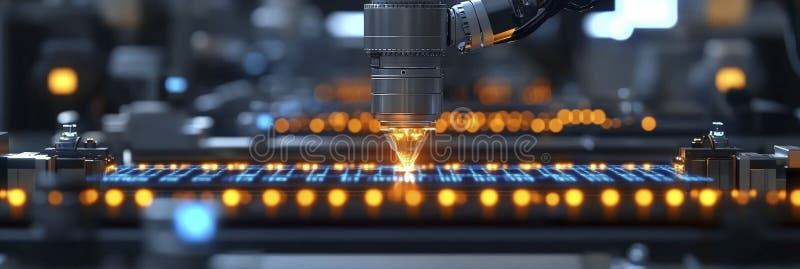 Close-up of laser precision in automated assembly vector illustration