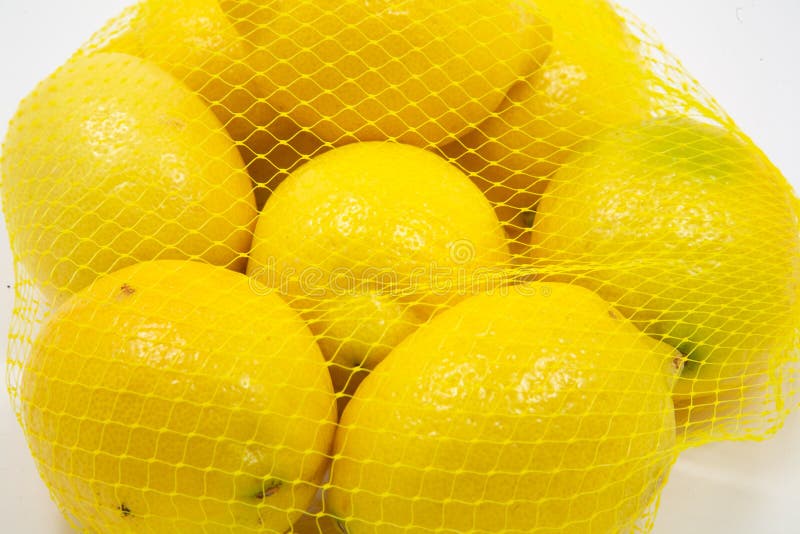 Close up of lemons in a bag