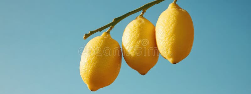 Close-up of lemons on a branch. Selective focus stock photos