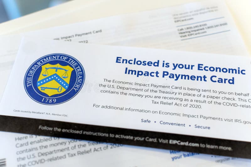 Close up of the letter from the US Treasury department accompanying the Economic Impact Payment Card due to the COVID-19 pandemic stock image Close up of the letter from the US Treasury department accompanying the Economic Impact Payment Card due to the COVID-19 pandemic stock image