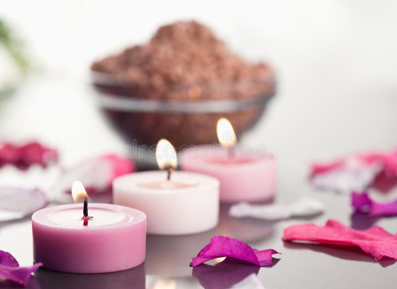 Close up of lighted candles