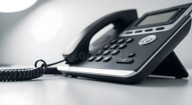 Modern Office Desk Phone with LCD Screen stock illustration