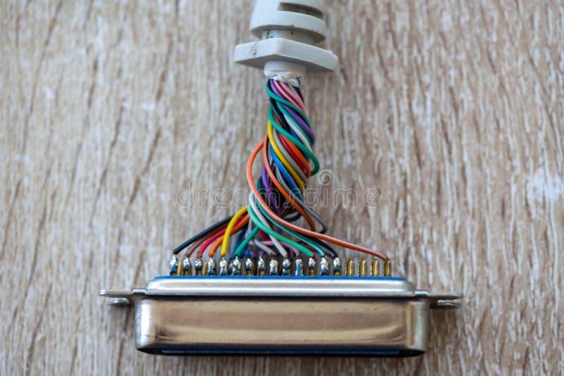 Close-up on a LPT cable royalty free stock images